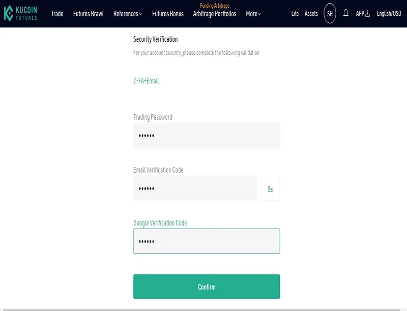 Enter trading password